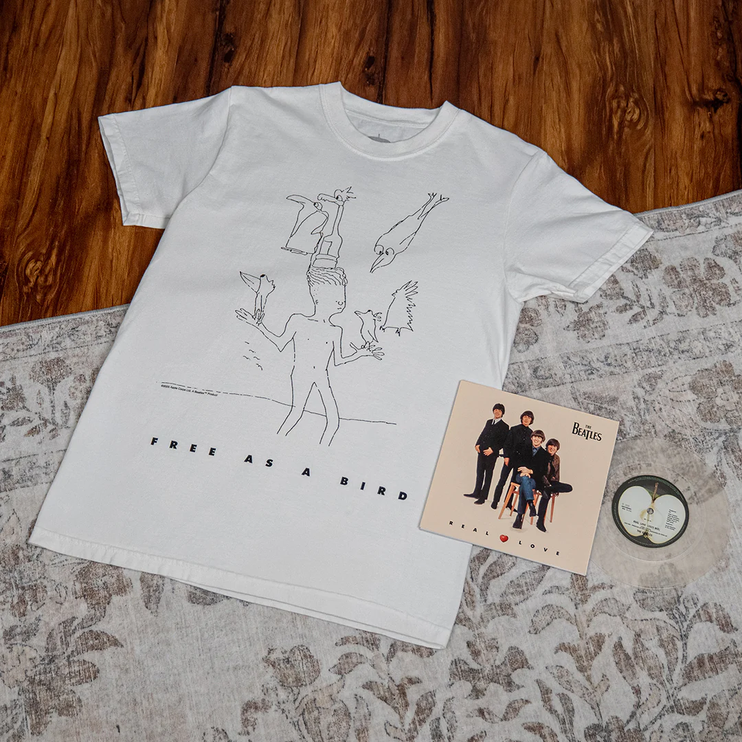 Free As A Bird / Real Love [2025 Mixes]: 7" Vinyl + Free As A Bird T-Shirt - Image 4